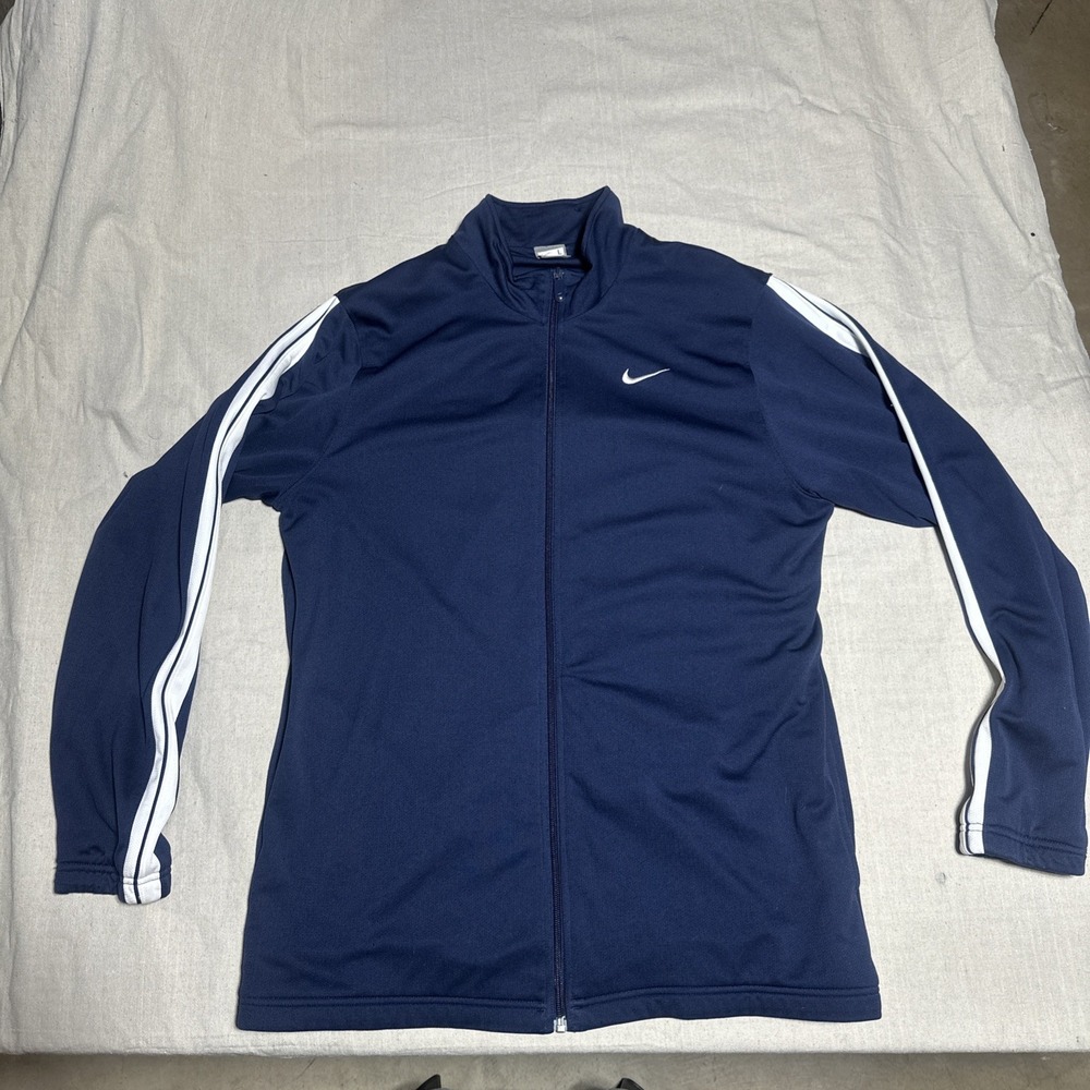Nike Full Zip Dri-FIT Track Jacket Men L Navy Blue Athletic Jacket